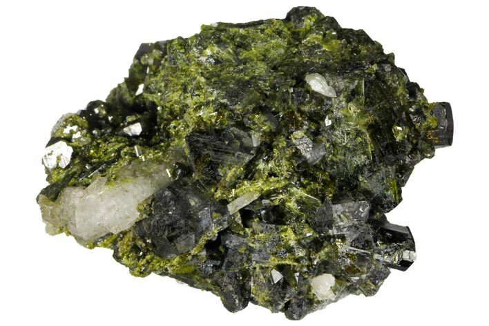 Epidote Crystal Cluster with Quartz - Peru #132633
